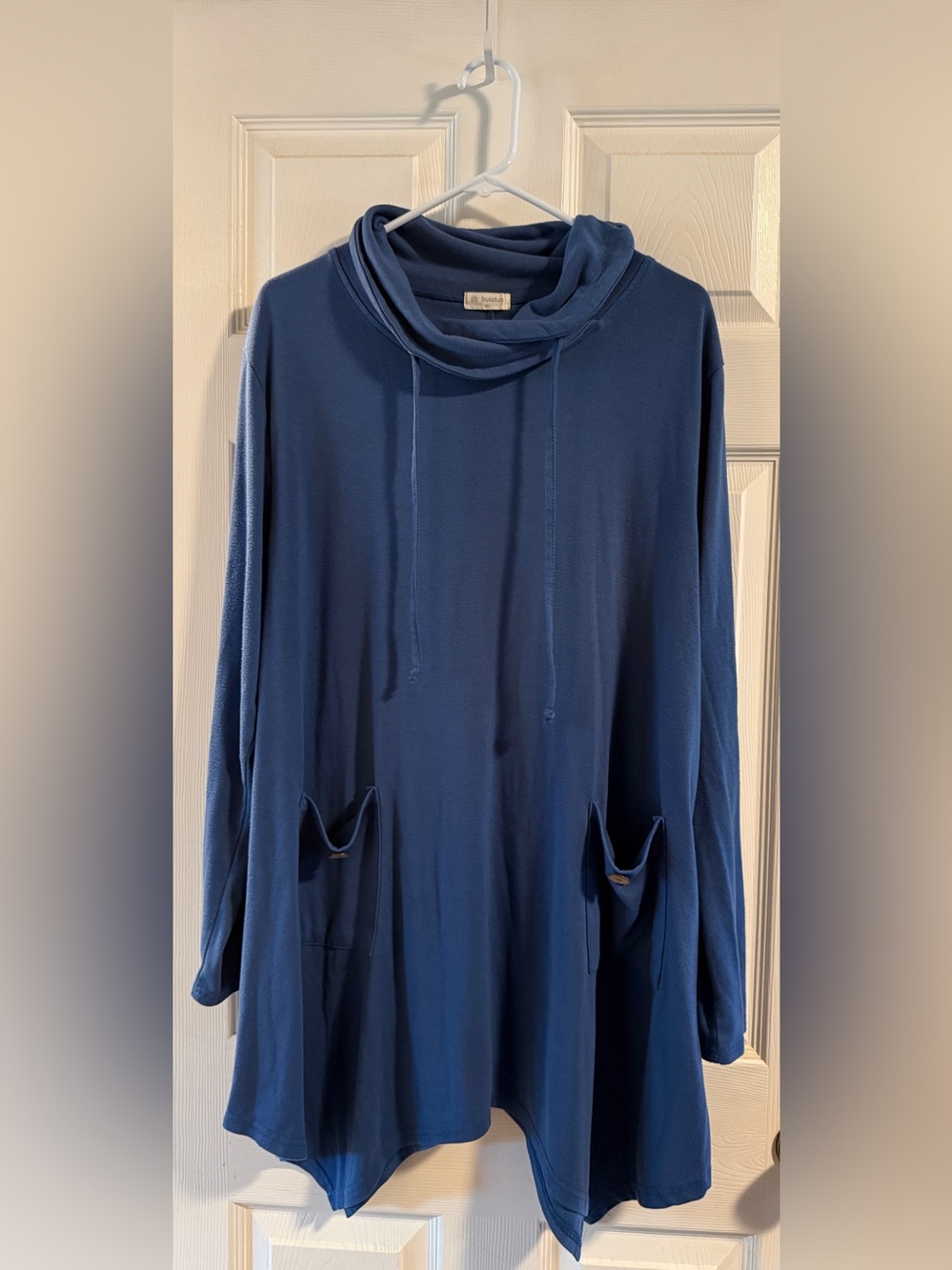 Relaxed Cowl Neck Tunic Top - Navy